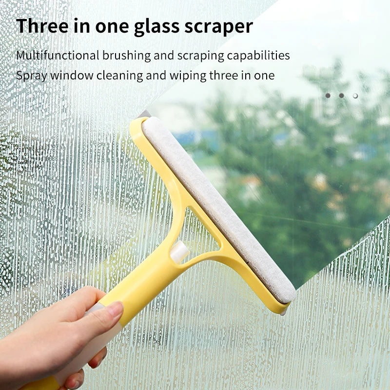 Glasswipershop Multifunctional Glass Wiper 3-in-1 Double Sided Spray Glass Cleaning Brush Bathroom Mirror Scraper Household