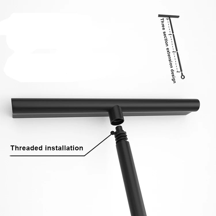 Glasswipershop Spliceable Glass Window Cleaning Wiper with Long Handle for Water Stains and Floor Cleaning