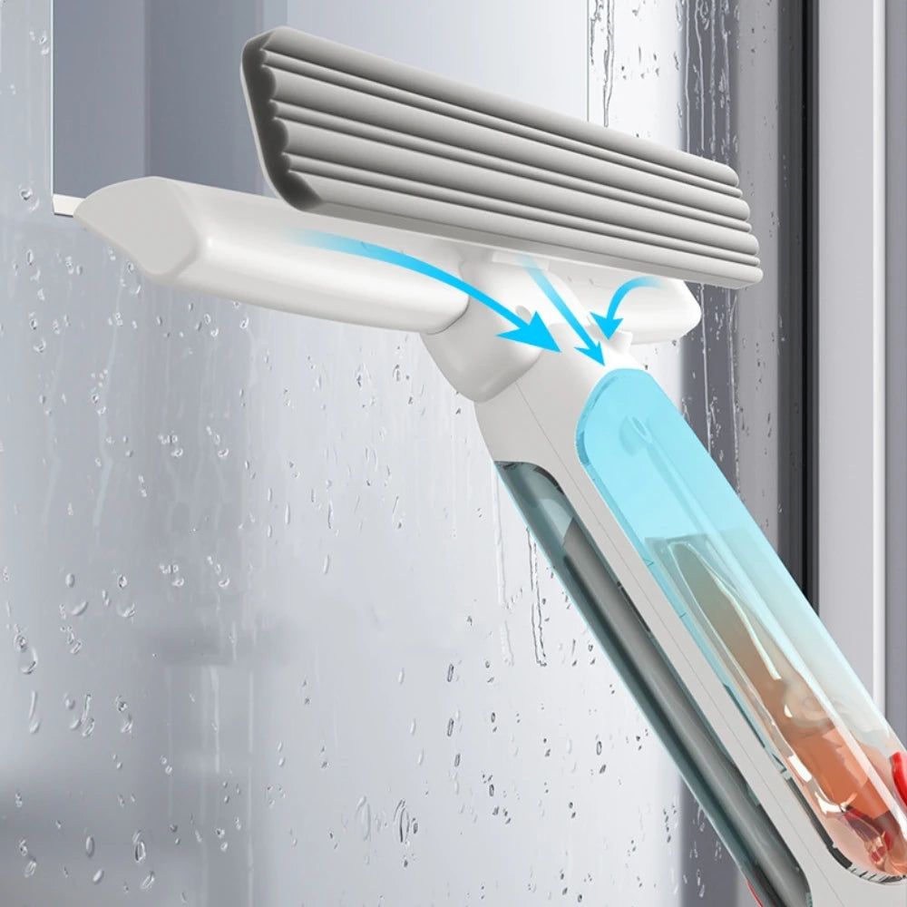 Glasswipershop Long Handle Double Use Spray Window Cleaning Microfiber Rubber Glass Spray Scraper Wiper Squeegee Window Cleaner