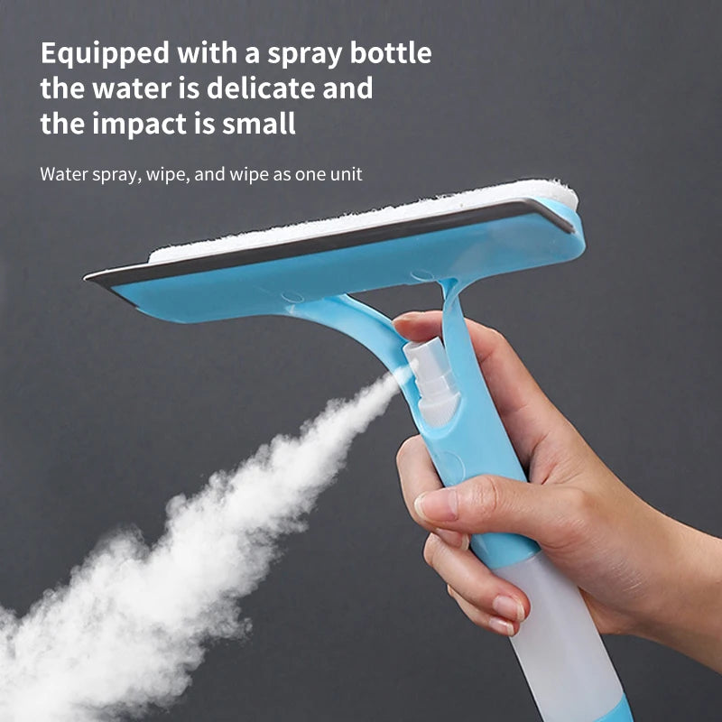 Glasswipershop Multifunctional Glass Wiper 3-in-1 Double Sided Spray Glass Cleaning Brush Bathroom Mirror Scraper Household