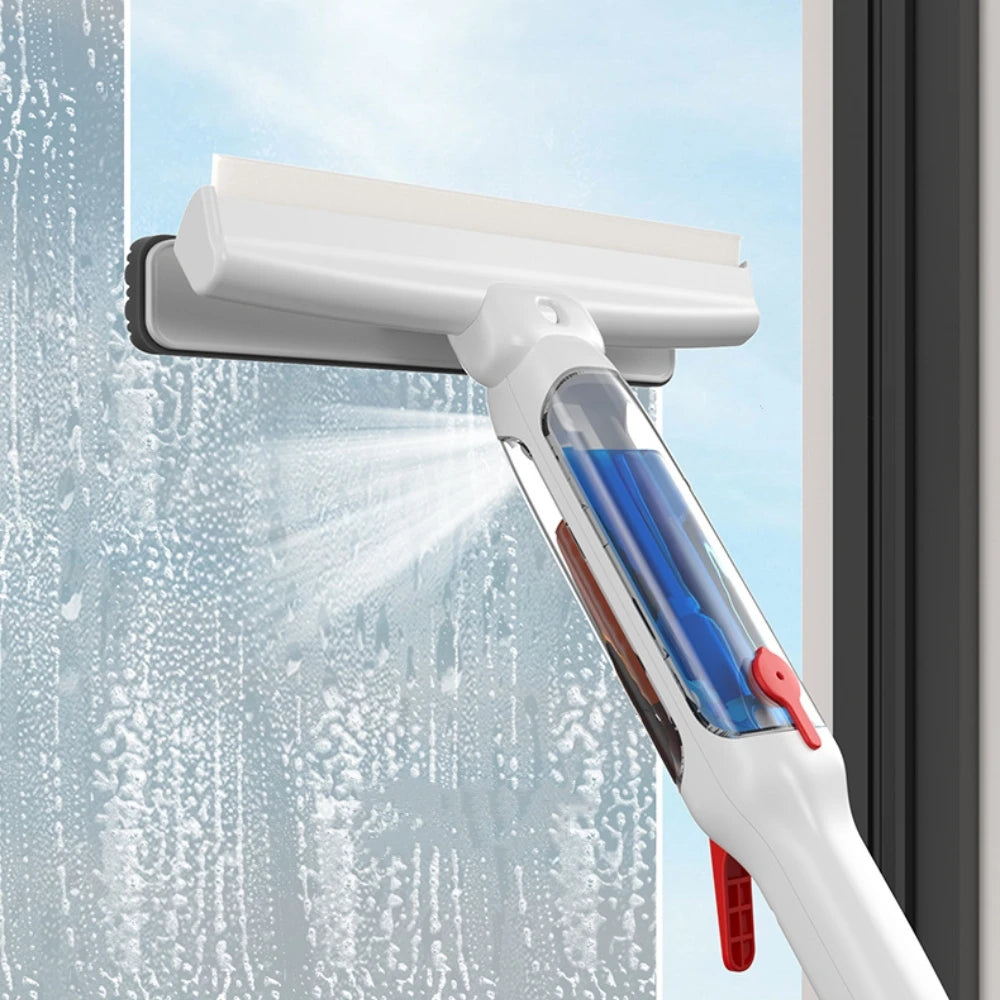 Glasswipershop Long Handle Double Use Spray Window Cleaning Microfiber Rubber Glass Spray Scraper Wiper Squeegee Window Cleaner